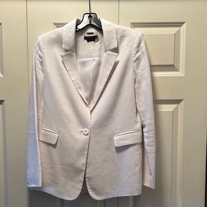 Alice + Olivia White Linen Blazer